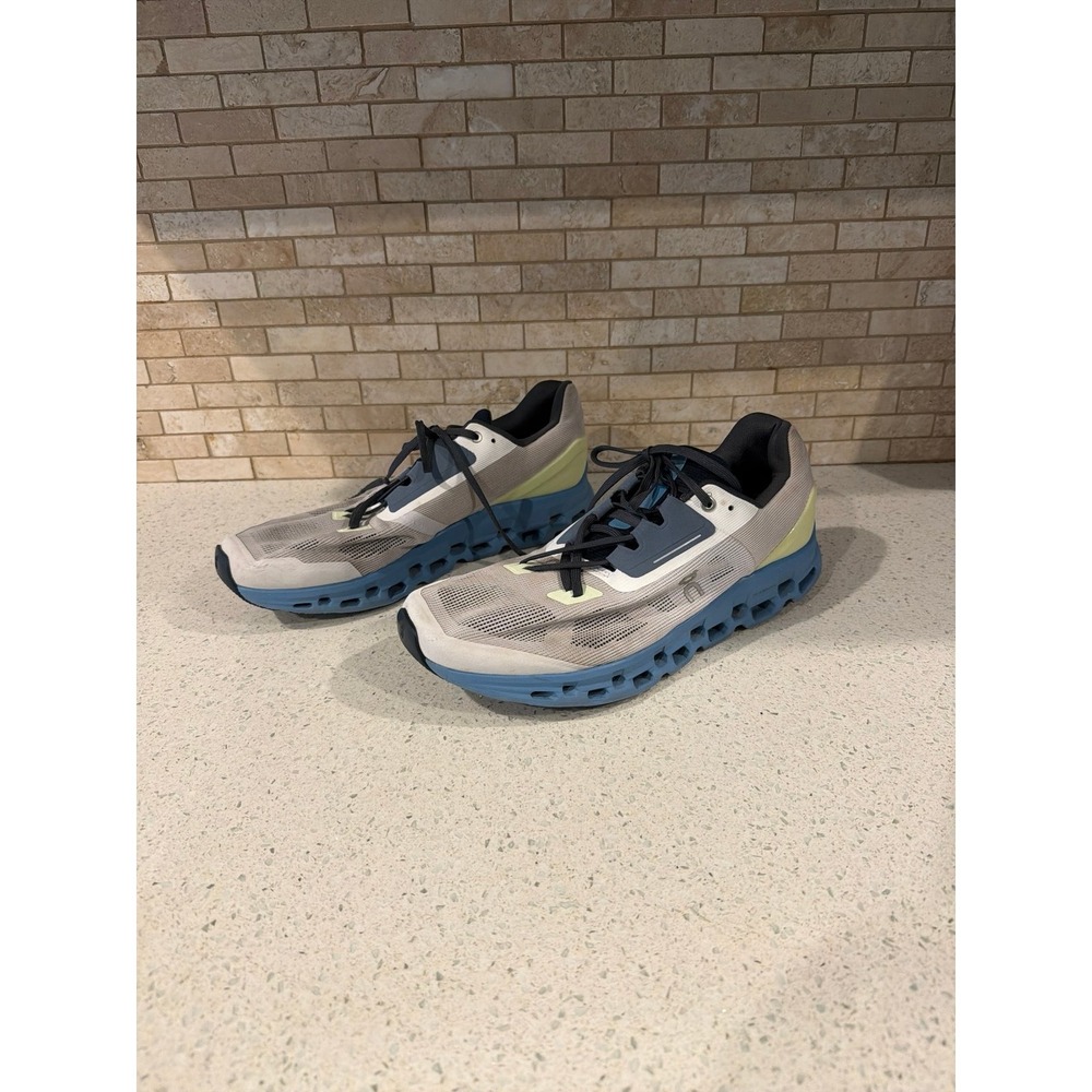 On Cloudstratus Mens 12‎ Running Shoes White Blue Yellow